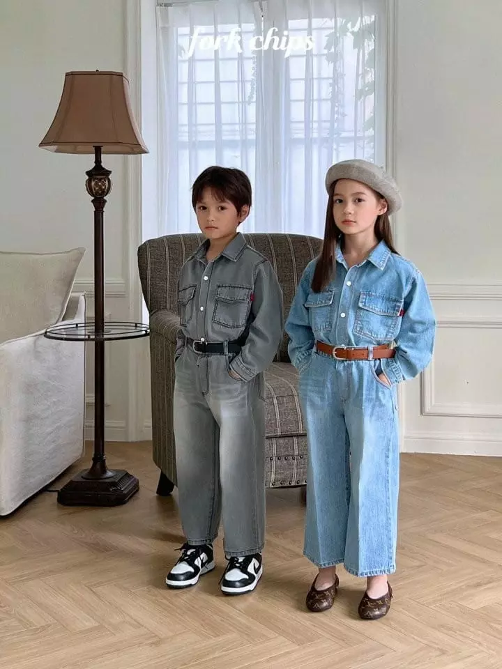 Fork Chips - Korean Children Fashion - #designkidswear - Mark Denim Shirt - 7