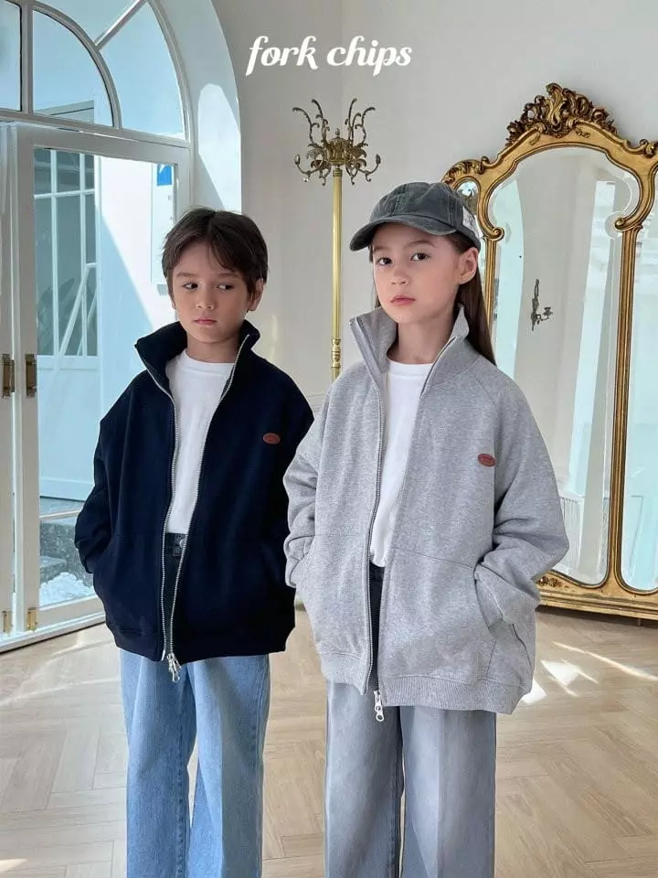 Fork Chips - Korean Children Fashion - #childrensboutique - Low Two Way Zip-up - 4