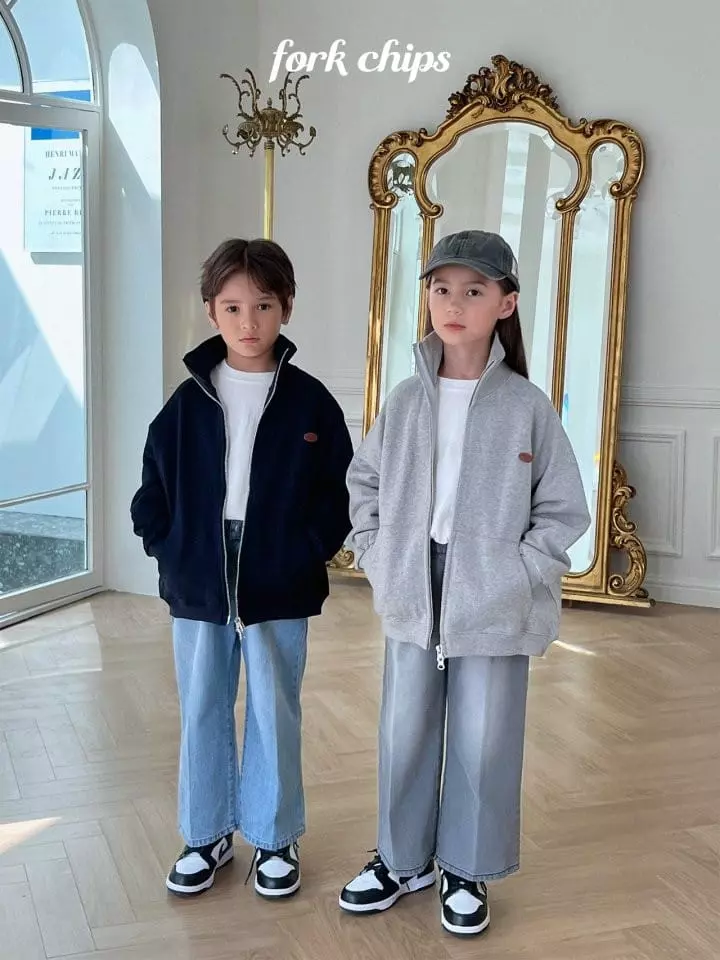 Fork Chips - Korean Children Fashion - #discoveringself - Low Two Way Zip-up - 5