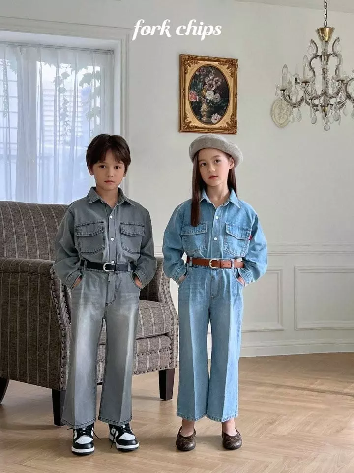 Fork Chips - Korean Children Fashion - #fashionkids - Mark Denim Shirt - 9