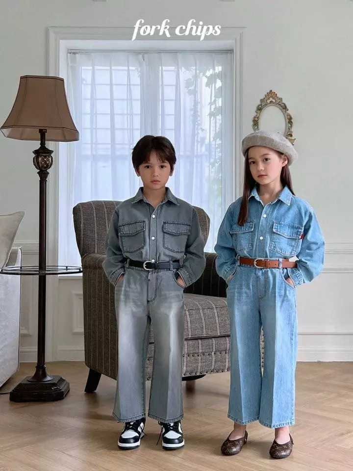 Fork Chips - Korean Children Fashion - #kidsstore - Mark Denim Shirt - 11