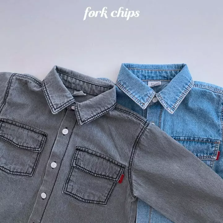 Fork Chips - Korean Children Fashion - #kidzfashiontrend - Mark Denim Shirt - 12