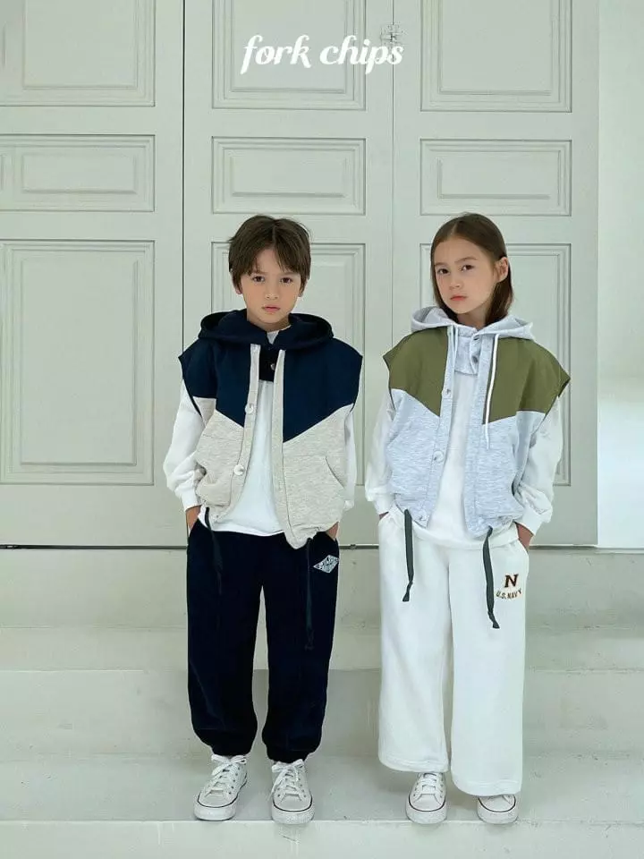 Fork Chips - Korean Children Fashion - #kidzfashiontrend - Mix Quilting Vest - 8