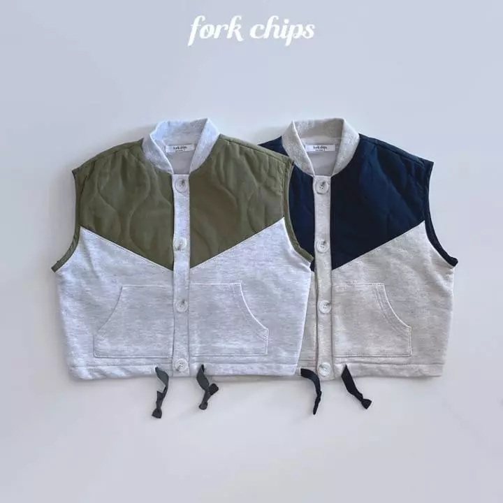 Fork Chips - Korean Children Fashion - #littlefashionista - Mix Quilting Vest - 10
