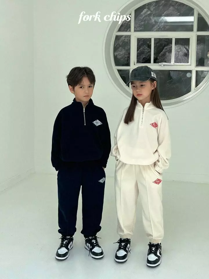 Fork Chips - Korean Children Fashion - #magicofchildhood - Dia Half Zip-up Tee - 3