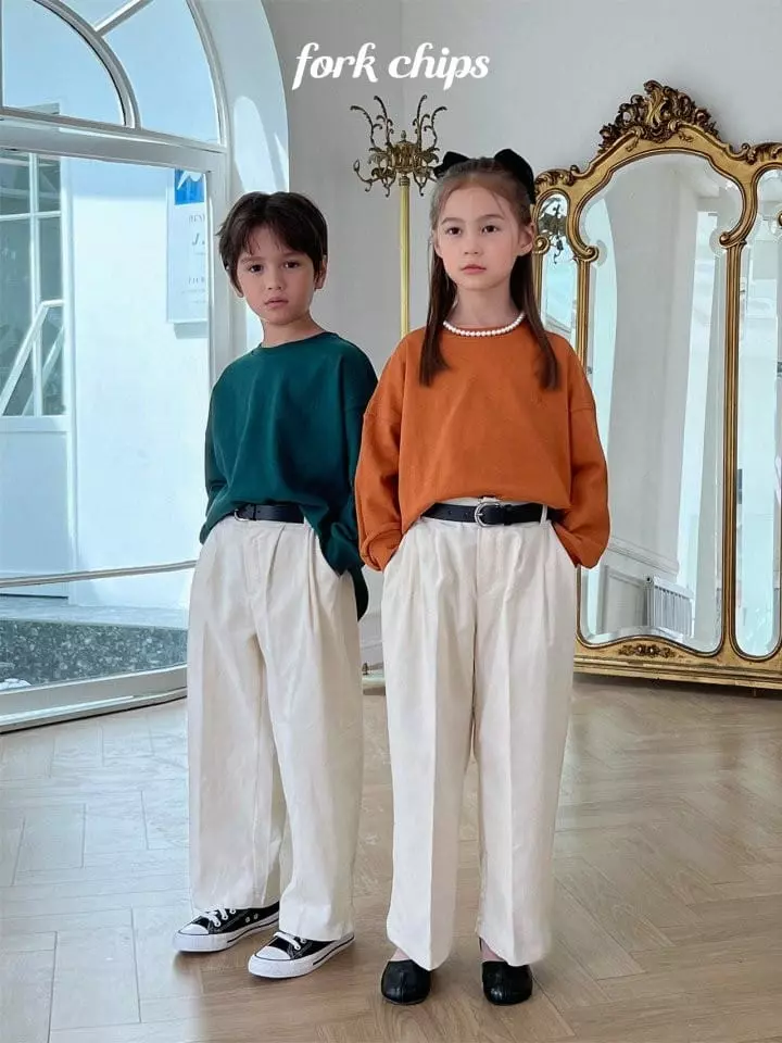 Fork Chips - Korean Children Fashion - #magicofchildhood - All Day Embroidery Tee