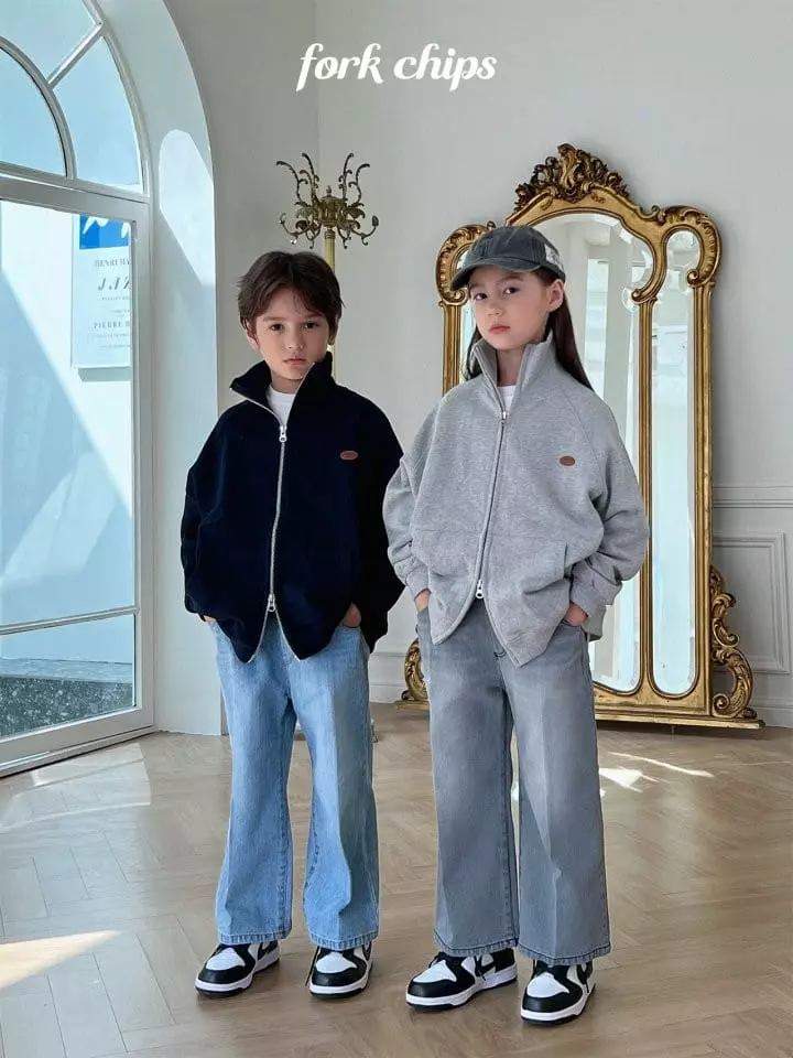 Fork Chips - Korean Children Fashion - #stylishchildhood - Low Two Way Zip-up