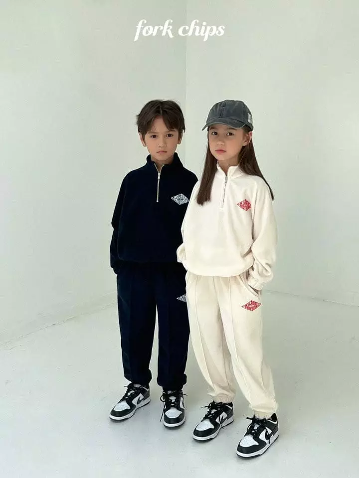 Fork Chips - Korean Children Fashion - #todddlerfashion - Dia Half Zip-up Tee - 6