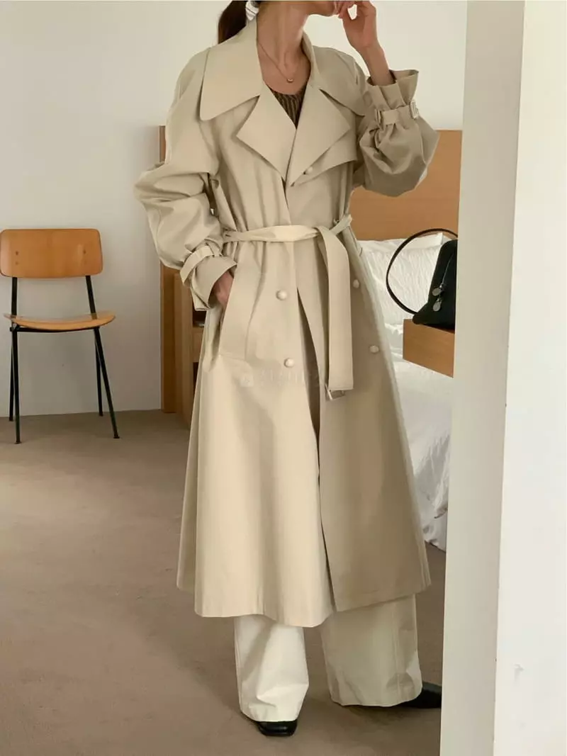 Fre - Korean Women Fashion - #momslook - Twill Color Trench Coat - 12