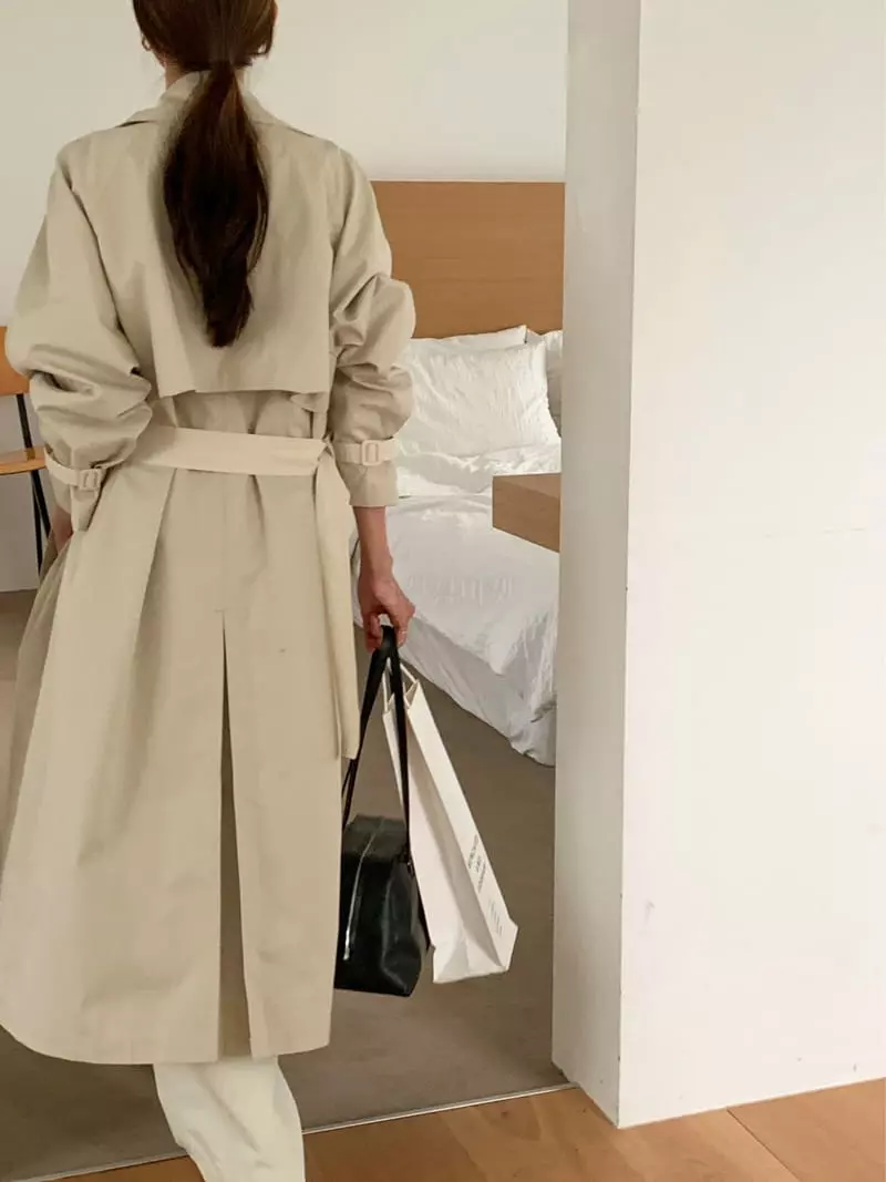 Fre - Korean Women Fashion - #momslook - Twill Color Trench Coat - 2
