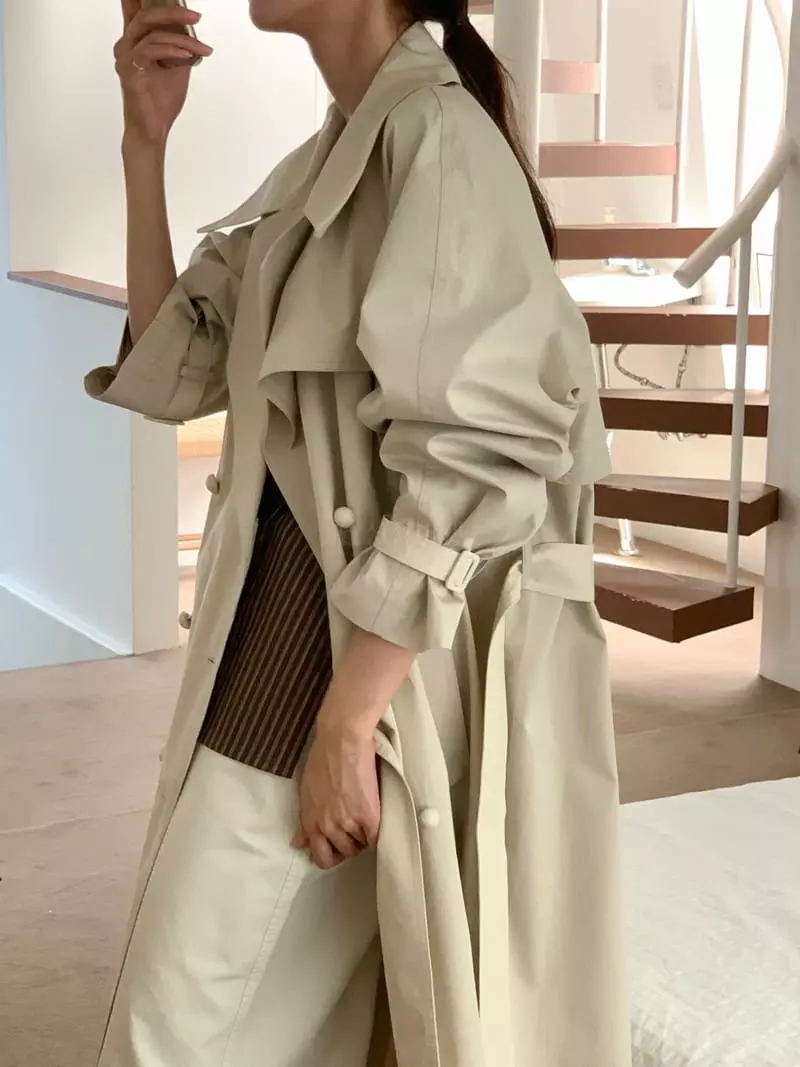 Fre - Korean Women Fashion - #momslook - Twill Color Trench Coat - 8