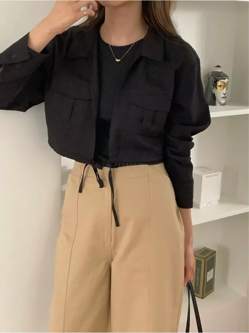 Fre - Korean Women Fashion - #momslook - Layered Crop Shirt
