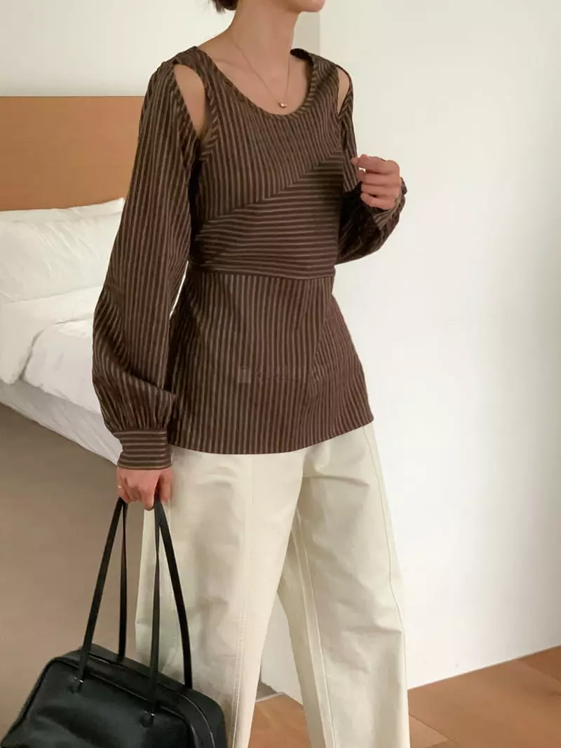Fre - Korean Women Fashion - #momslook - Stripes Bolero Shirt - 7