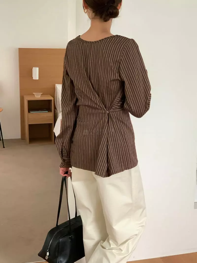 Fre - Korean Women Fashion - #momslook - Stripes Bolero Shirt - 9