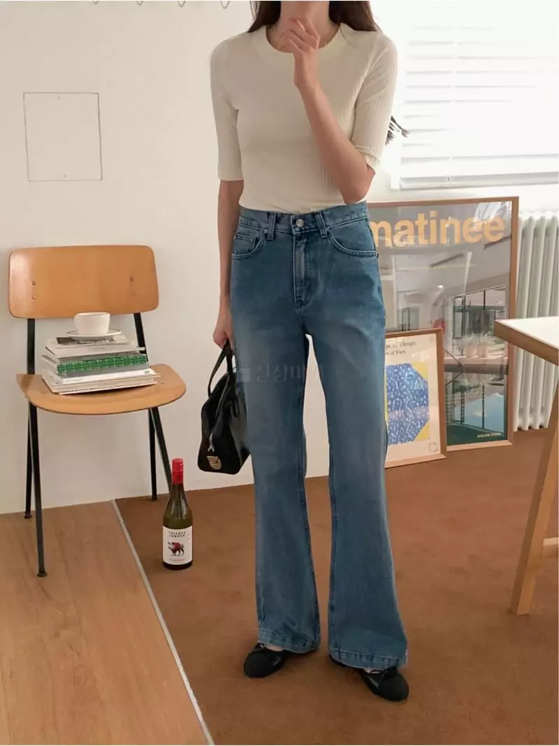 Fre - Korean Women Fashion - #pursuepretty - Bootscut Jeans - 9