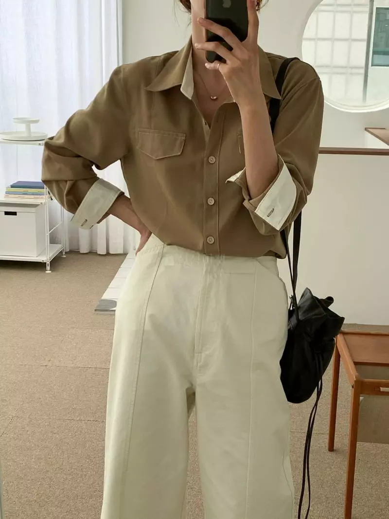 Fre - Korean Women Fashion - #restrostyle - Day Stitch Shirt - 5