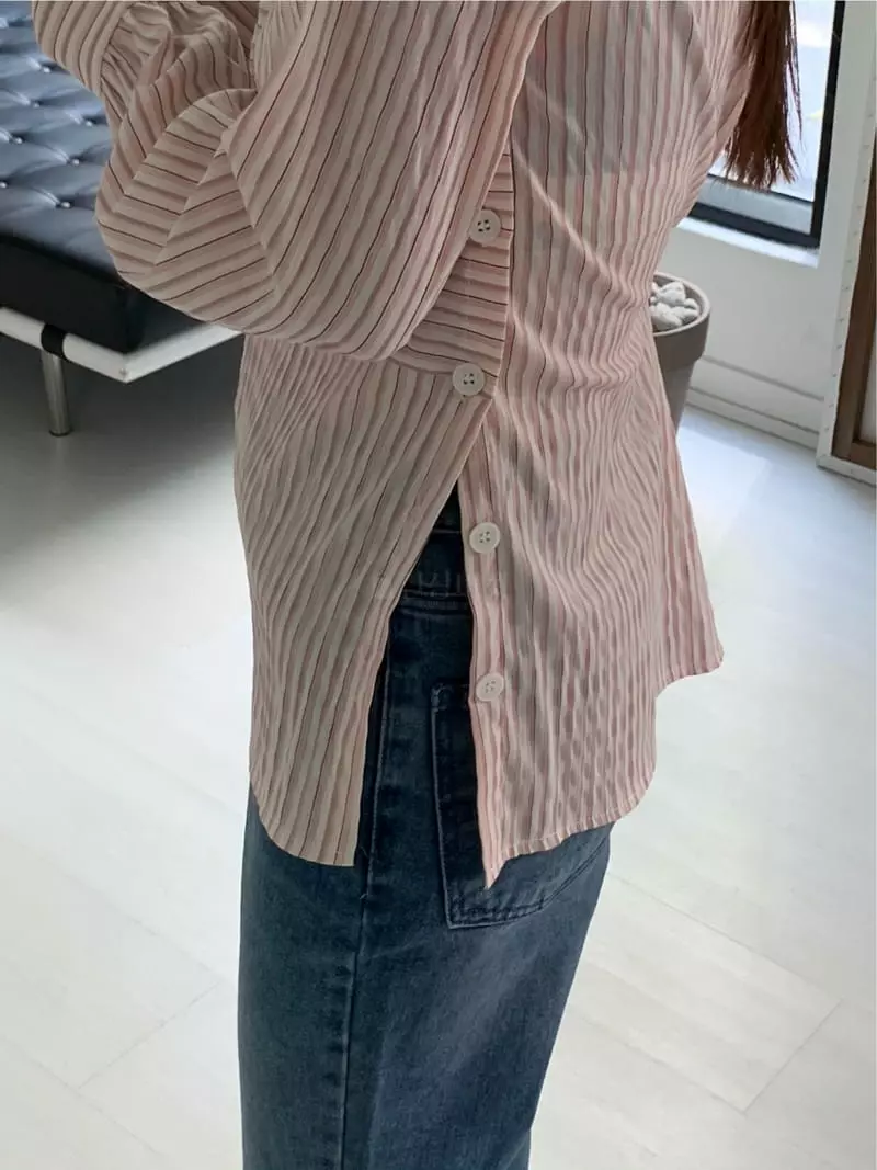 Fre - Korean Women Fashion - #romanticstyle - Stripes Bolero Shirt - 3
