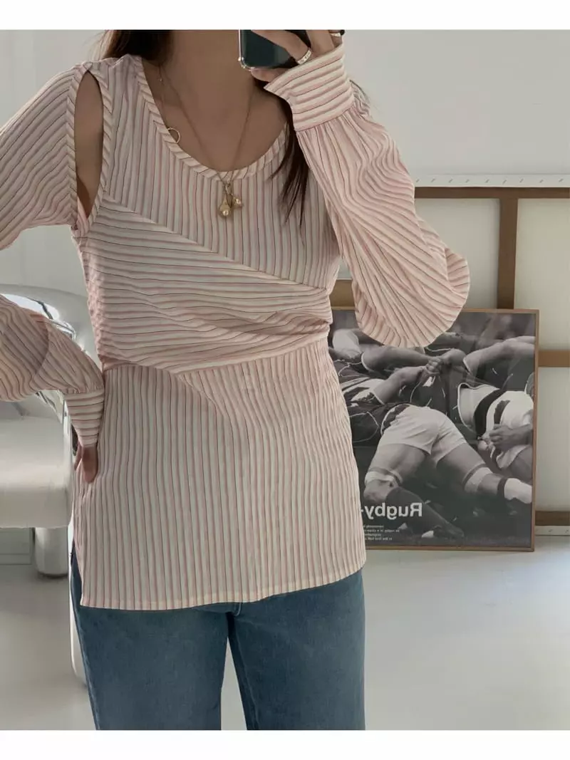 Fre - Korean Women Fashion - #romanticstyle - Stripes Bolero Shirt - 4