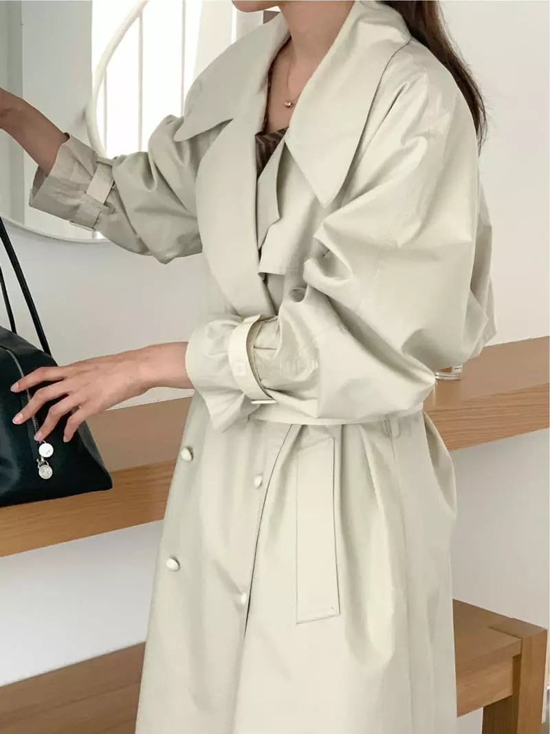 Fre - Korean Women Fashion - #womensfashion - Twill Color Trench Coat - 11