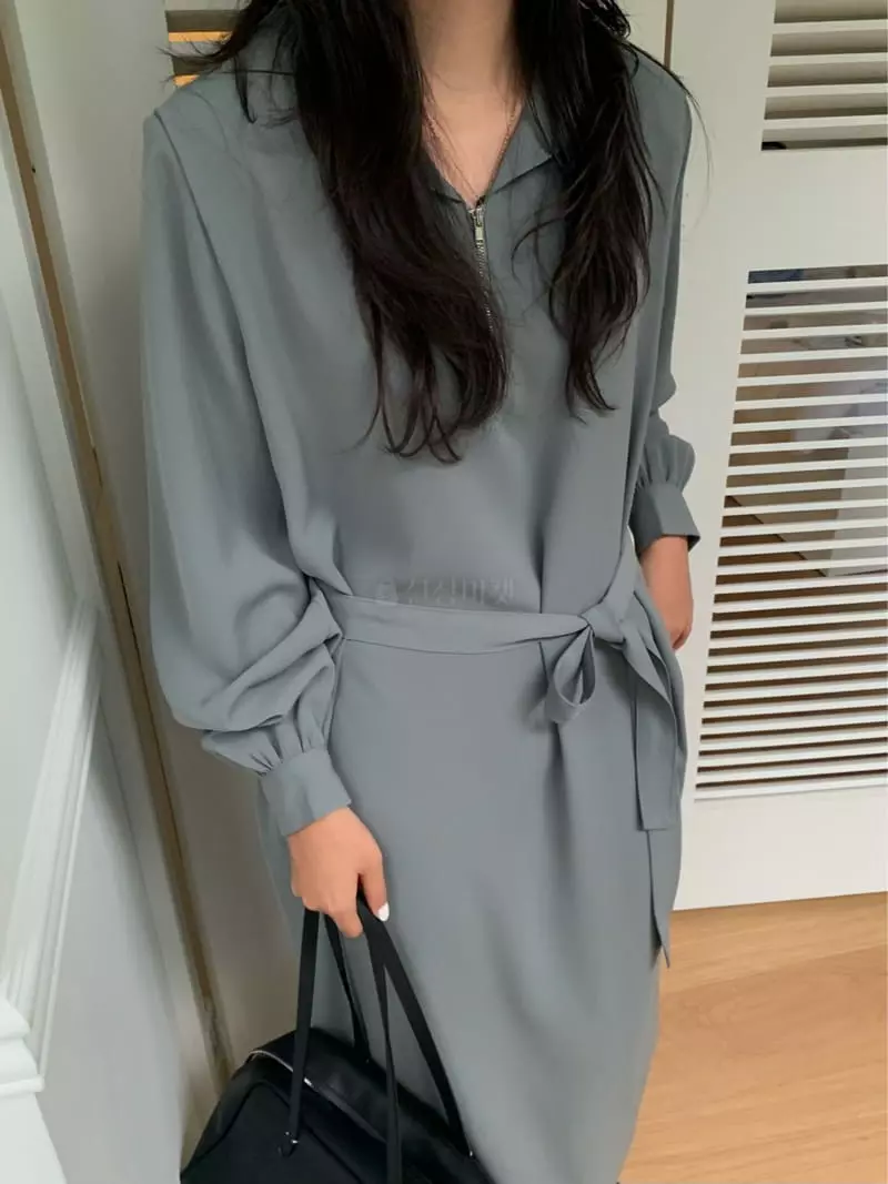 Fre - Korean Women Fashion - #womensfashion - Collar Zip-up One-piece - 2