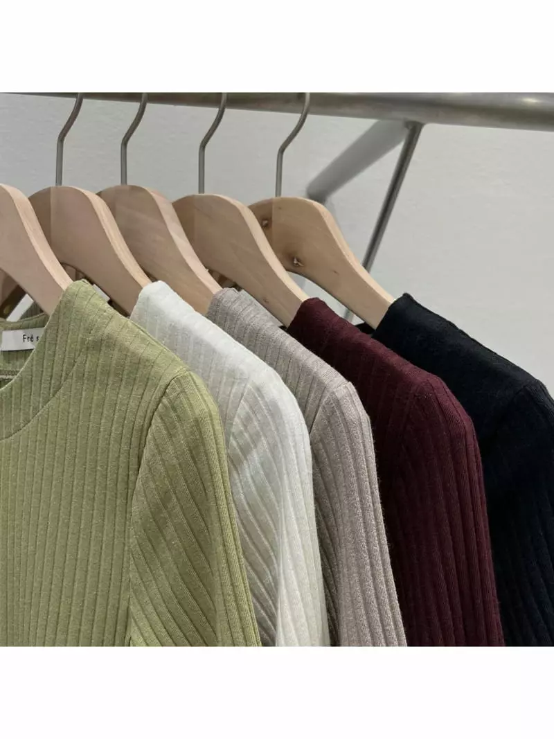 Fre - Korean Women Fashion - #womensfashion - Rib Tee - 11