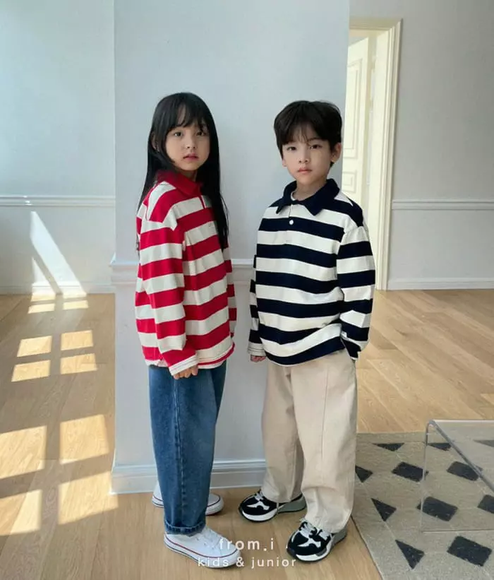 From I - Korean Children Fashion - #childofig - Stripes Collar Tee - 2