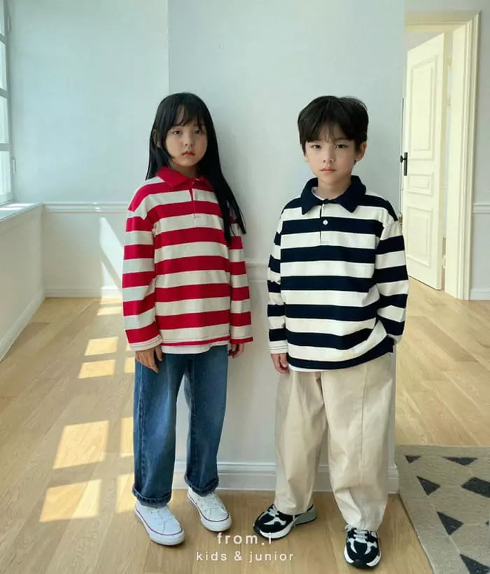 From I - Korean Children Fashion - #childofig - Stripes Collar Tee - 3