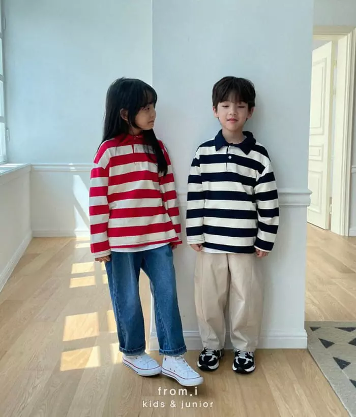 From I - Korean Children Fashion - #designkidswear - Stripes Collar Tee - 5