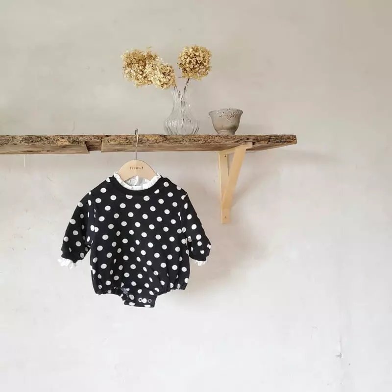 From J - Korean Baby Fashion - #babyfever - Jacquard Dot Bodysuit - 5