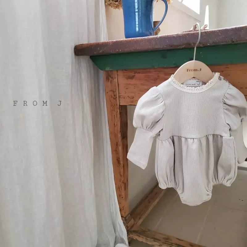 From J - Korean Baby Fashion - #babyfever - Lace Waffle Bodysuit - 2