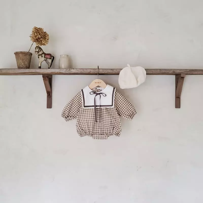 From J - Korean Baby Fashion - #babyoninstagram - Samll Check Sailor Bodysuit - 12
