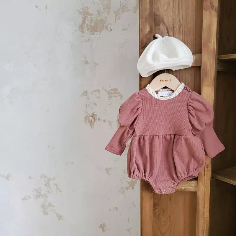 From J - Korean Baby Fashion - #babyoutfit - Lace Waffle Bodysuit - 8