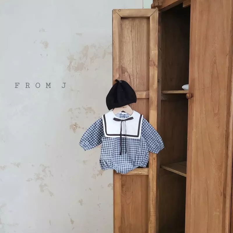 From J - Korean Baby Fashion - #babywear - Samll Check Sailor Bodysuit