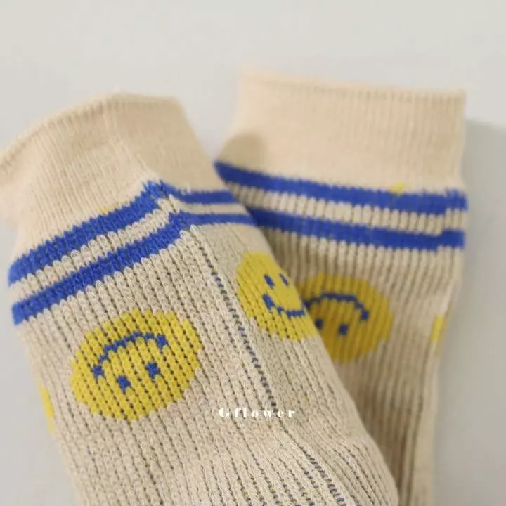 G Flower - Korean Children Fashion - #childrensboutique - Blue Smile Socks Set - 6
