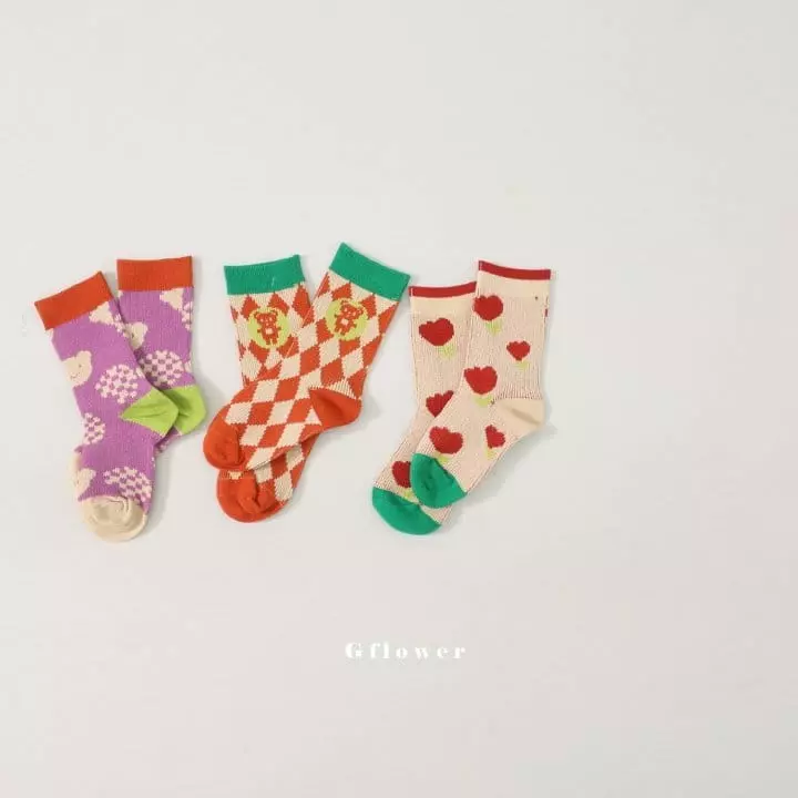 G Flower - Korean Children Fashion - #designkidswear - Bear Socks Set - 10