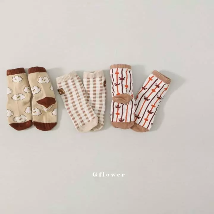 G Flower - Korean Children Fashion - #discoveringself - Brown Socks Set - 9