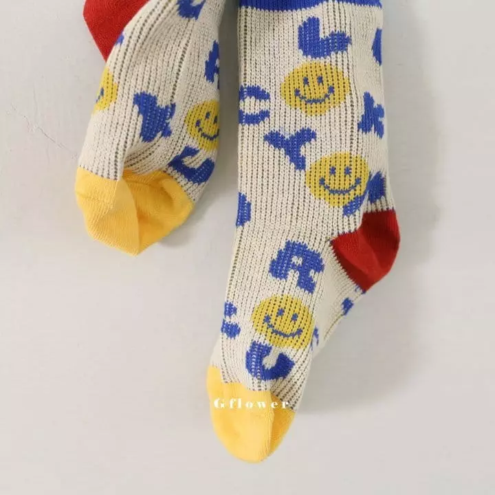 G Flower - Korean Children Fashion - #discoveringself - Blue Smile Socks Set - 8