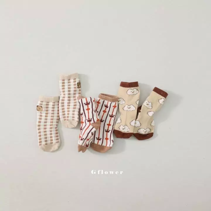 G Flower - Korean Children Fashion - #kidsshorts - Brown Socks Set - 11