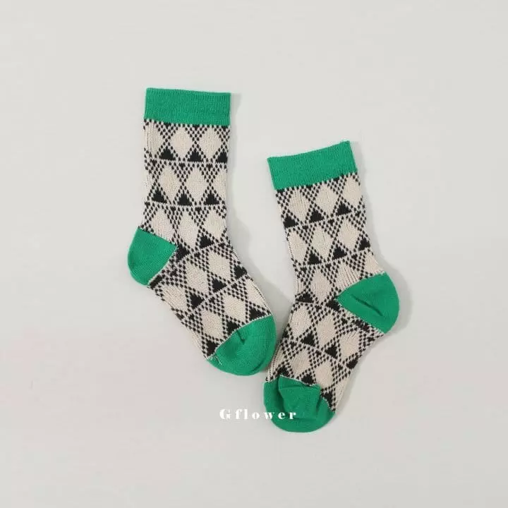 G Flower - Korean Children Fashion - #littlefashionista - Green Socks Set - 2