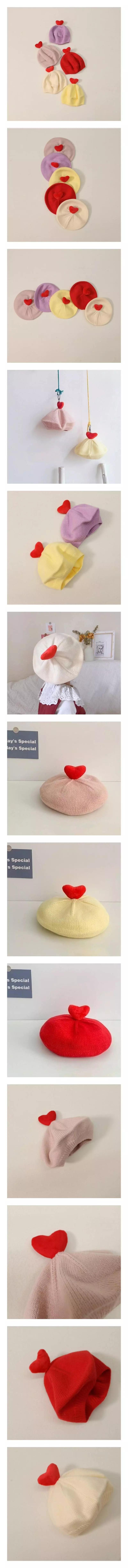 G Flower - Korean Children Fashion - #littlefashionista - Heart Knit Beret Hat