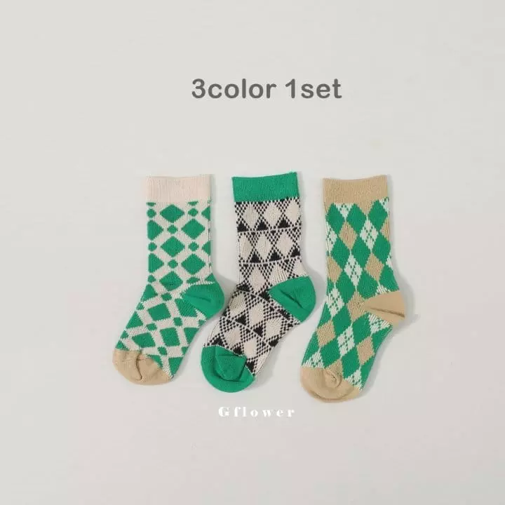G Flower - Korean Children Fashion - #magicofchildhood - Green Socks Set - 3