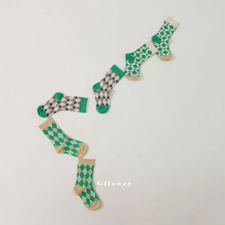 G Flower - Korean Children Fashion - #prettylittlegirls - Green Socks Set - 5