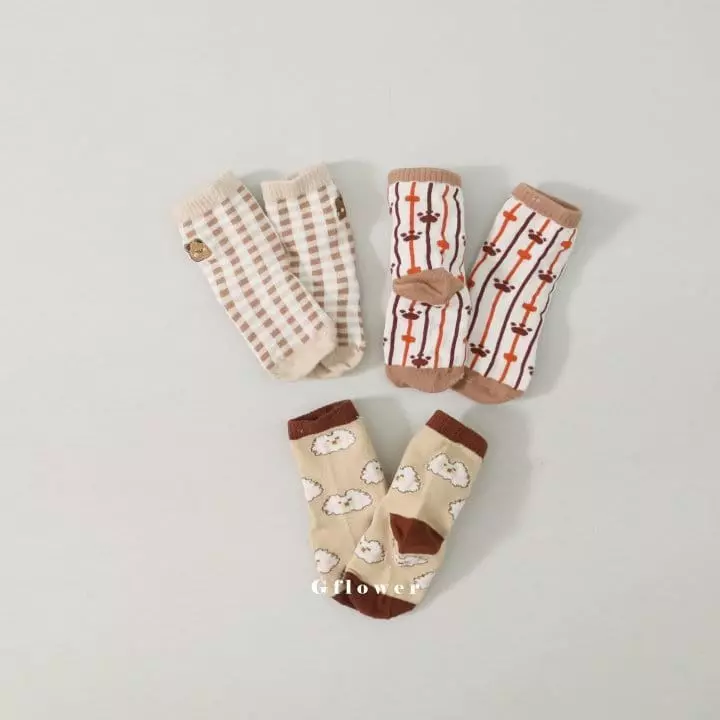 G Flower - Korean Children Fashion - #prettylittlegirls - Brown Socks Set - 2