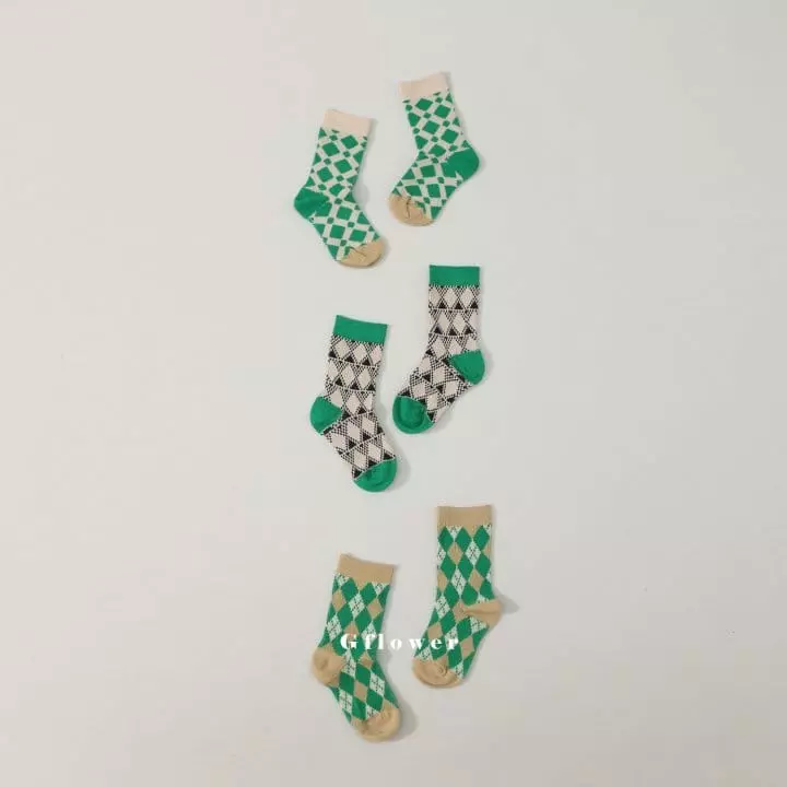 G Flower - Korean Children Fashion - #stylishchildhood - Green Socks Set - 8