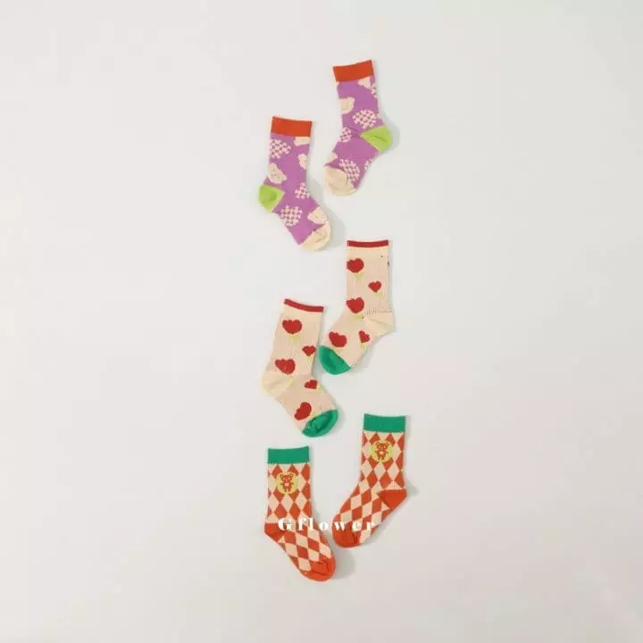 G Flower - Korean Children Fashion - #stylishchildhood - Bear Socks Set - 7