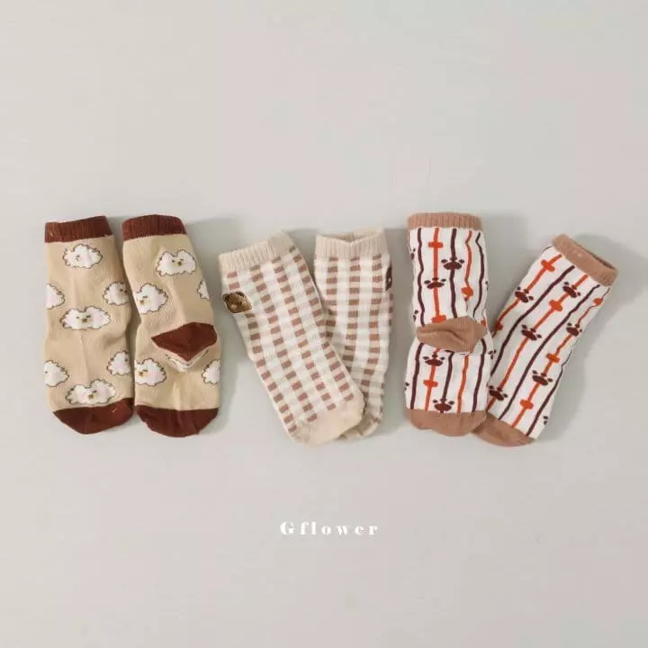 G Flower - Korean Children Fashion - #stylishchildhood - Brown Socks Set - 5