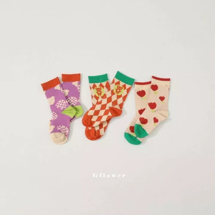 G Flower - Korean Children Fashion - #todddlerfashion - Bear Socks Set - 5