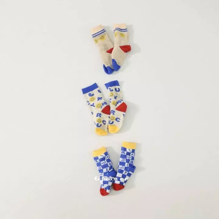 G Flower - Korean Children Fashion - #todddlerfashion - Blue Smile Socks Set - 2
