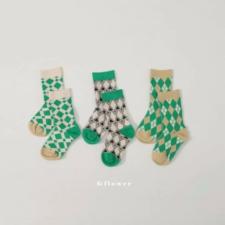 G Flower - Korean Children Fashion - #toddlerclothing - Green Socks Set - 7