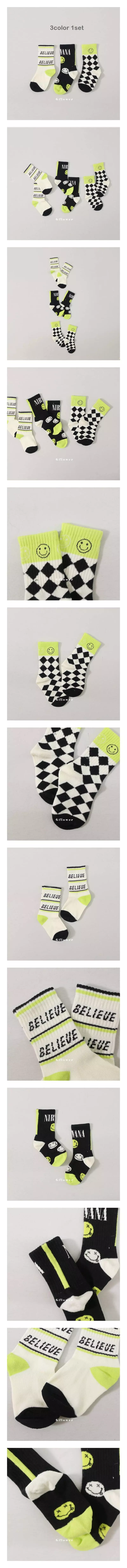 G Flower - Korean Children Fashion - #toddlerclothing - Smile Black Socks Set